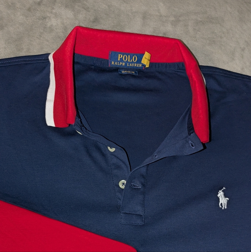 Polo by Ralph Lauren Men's Classic Navy and Red Polo